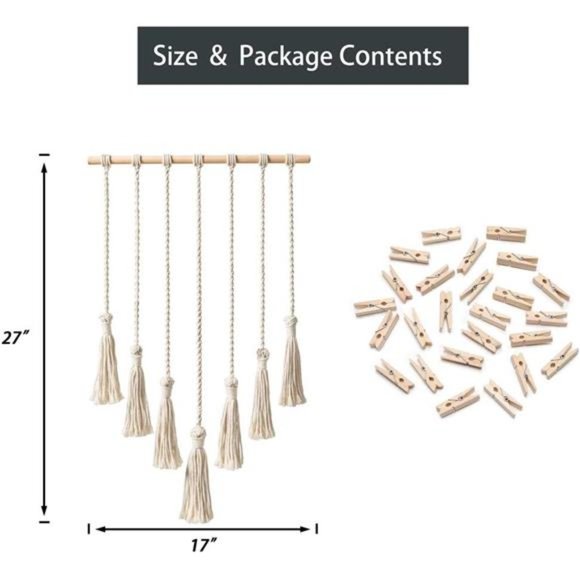 Hanging Photo Display Boho Teen Girl Women Gift Macrame Wall Hanging Pictures - Picture 6 of 6